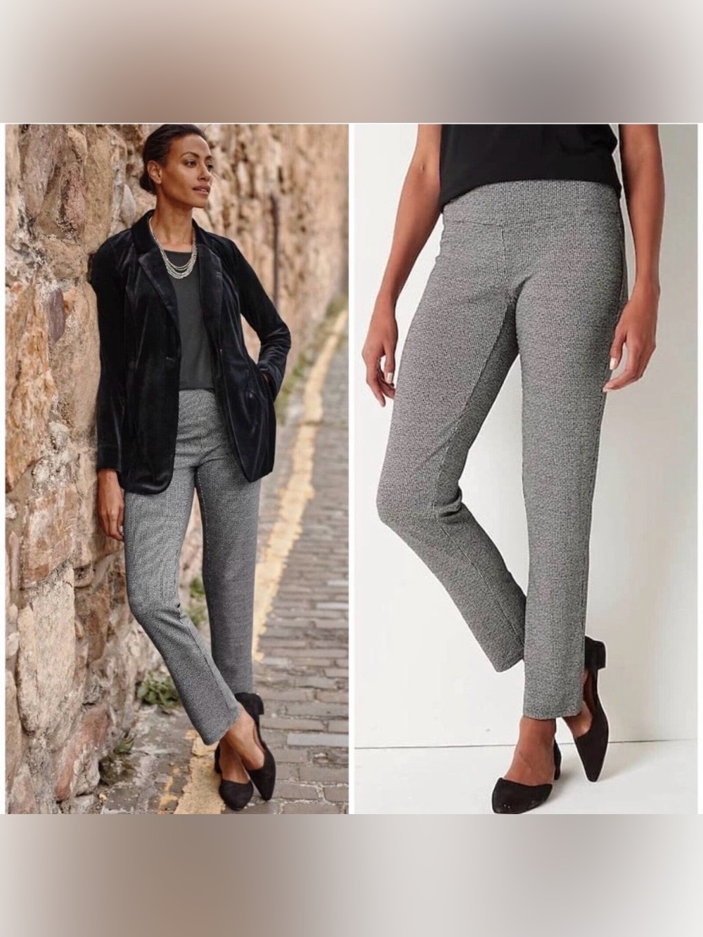 J. Jill Wearever Smooth Fit Slim Leg Houndstooth Pants Size XL